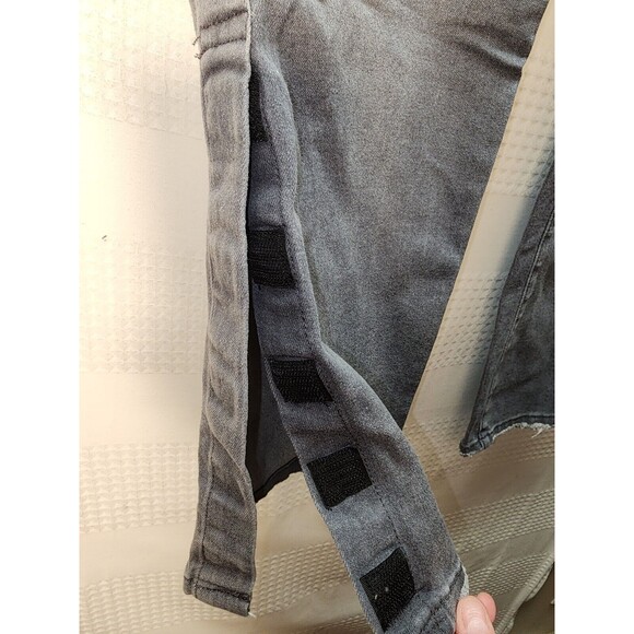 Sonoma womens adaptive straight jeans 18 stretch gray distressed hook & loop fly - Picture 4 of 11